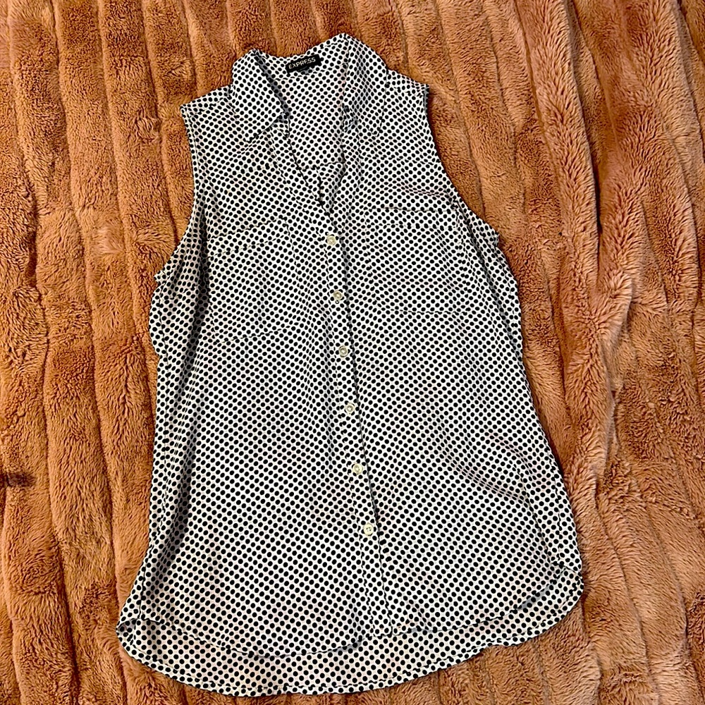 Express Black & White Polka Dot Top